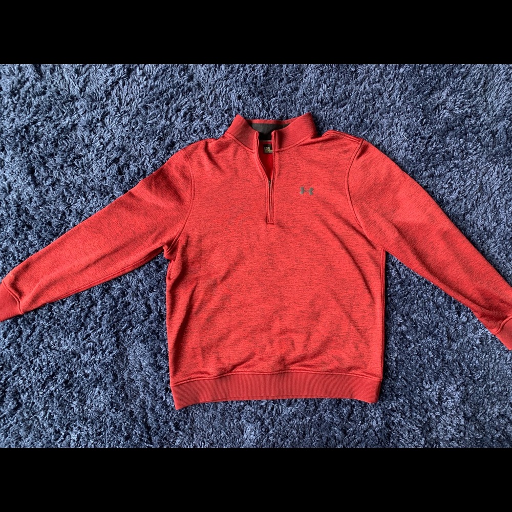 Men’s Under Armour 1/4 zip sweater - size Large, deep red color.